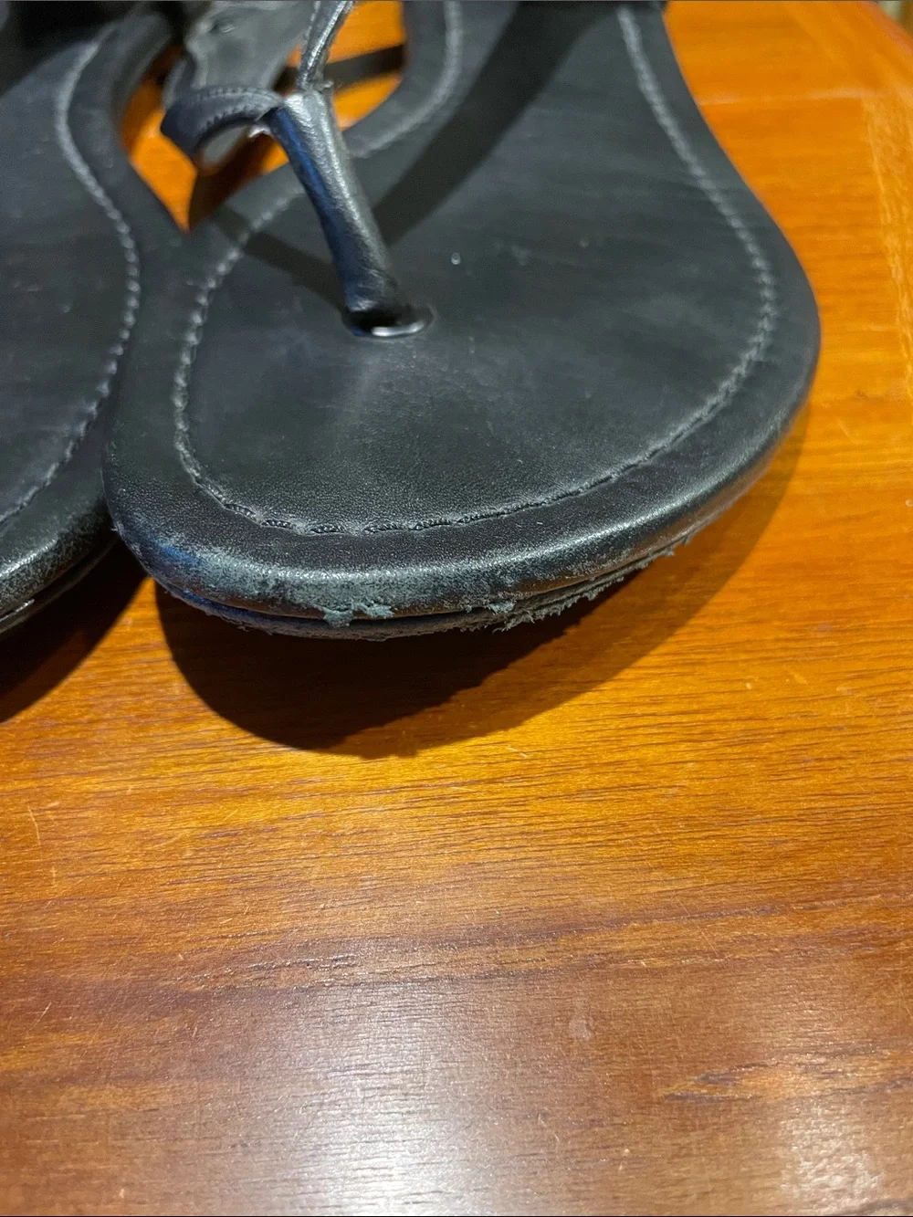 Tory Burch black leather Minnie travel convertible thong sandals 8.5